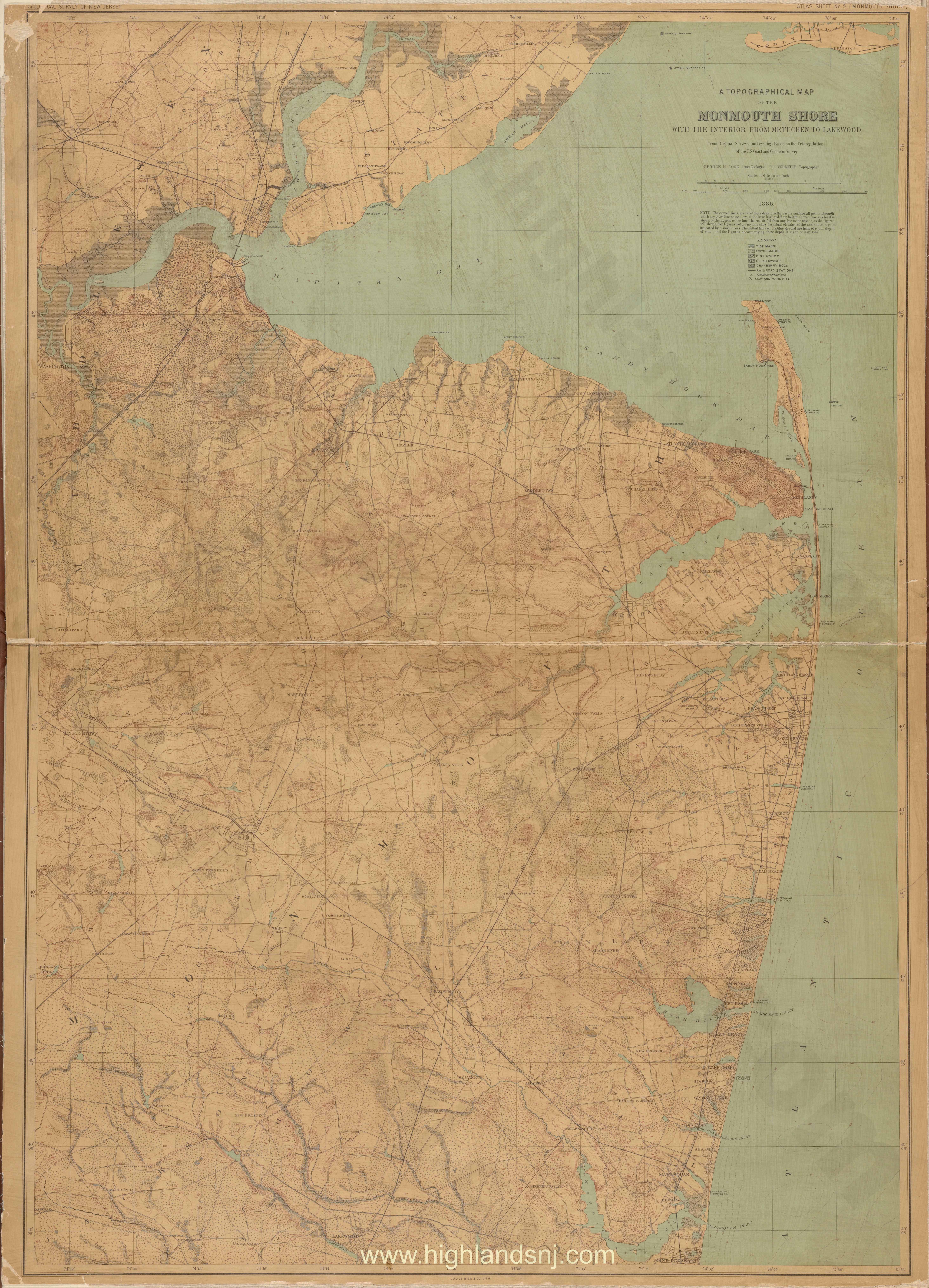 1880 Watson's guide map to summer resorts around New York